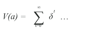 V(a) = sum from t = 0 to infinity of delta to the power t, followed by an ellipsis